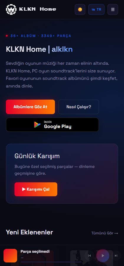 KLKN Home Android oynatıcı yerleşimi